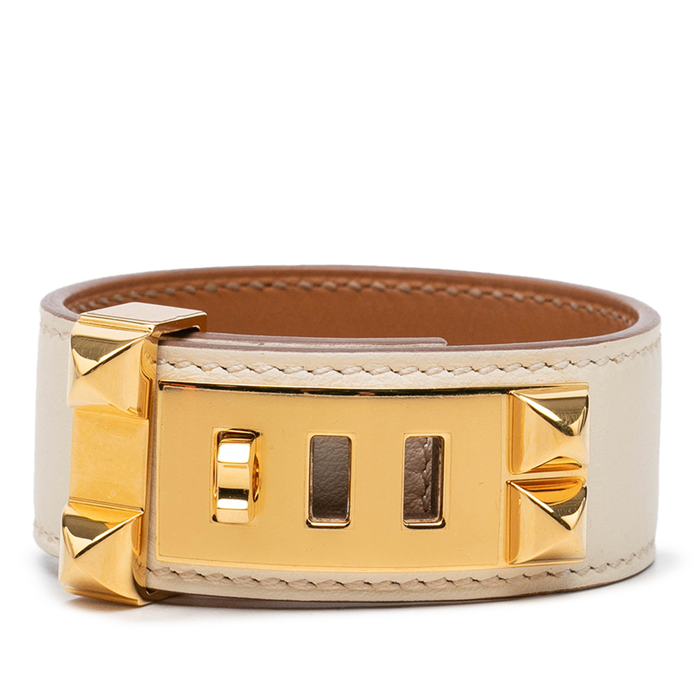 Pre-Loved Hermes Swift and Gold Plated Collier de Chien Bracelet